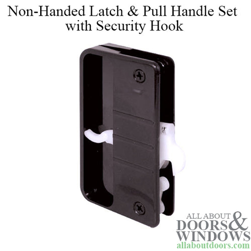 Non-Handed Latch & Pull Handle Set with Security Lock for Sliding Screen Door - Black - Non-Handed Latch & Pull Handle Set with Security Lock for Sliding Screen Door - Black