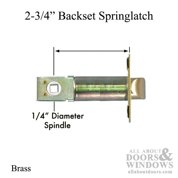 Kwikset2-3/4 Backset Spring Latch, Square Face - Brass - Kwikset2-3/4 Backset Spring Latch, Square Face - Brass