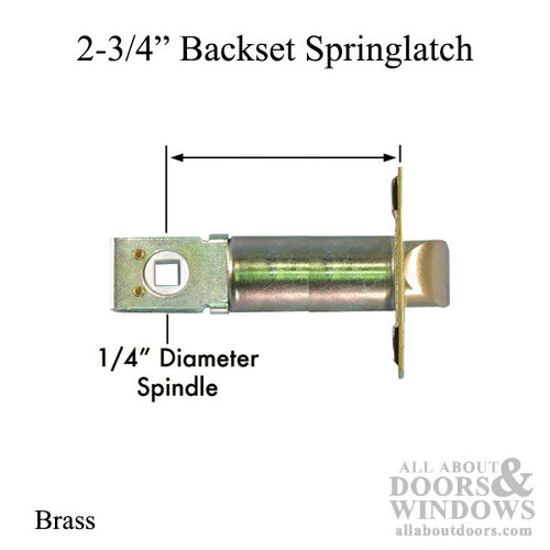 Kwikset2-3/4 Backset Spring Latch, Square Face - Brass - Kwikset2-3/4 Backset Spring Latch, Square Face - Brass