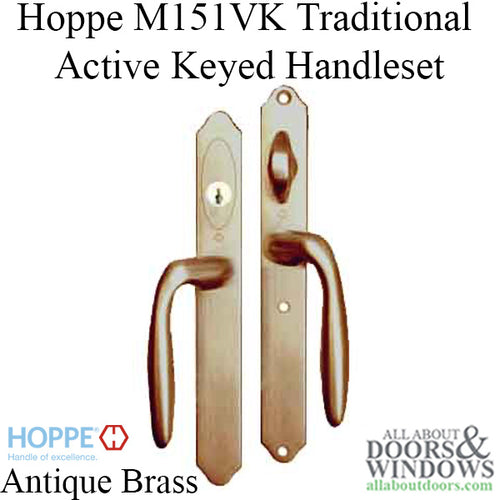 HOPPE HLS 9000 Sliding Door Handle Set Verona Lever Active Keyed Antique Brass - HOPPE HLS 9000 Sliding Door Handle Set Verona Lever Active Keyed Antique Brass
