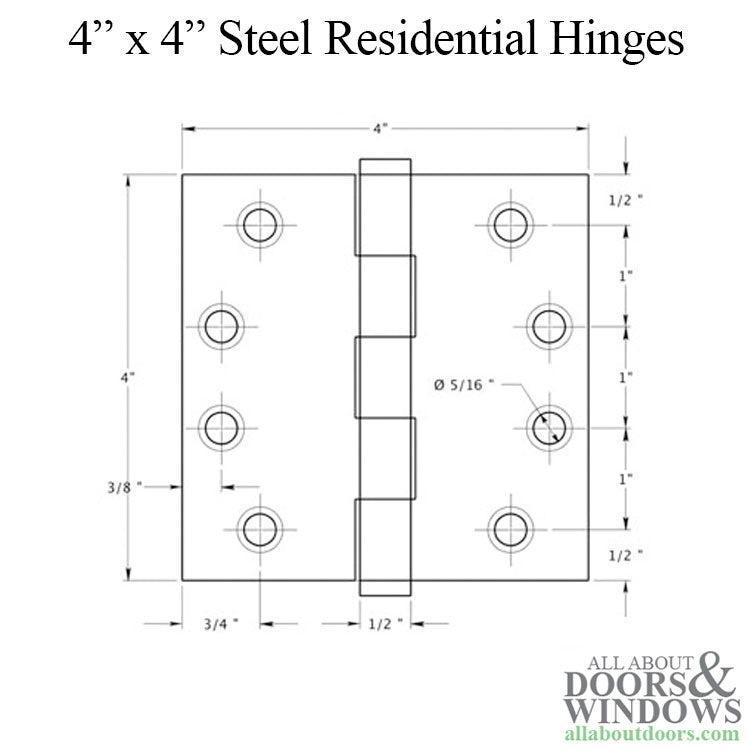 4 x 4  Square Corner Steel Hinge Residential, 3-Pack - Satin Nickel - 4 x 4  Square Corner Steel Hinge Residential, 3-Pack - Satin Nickel