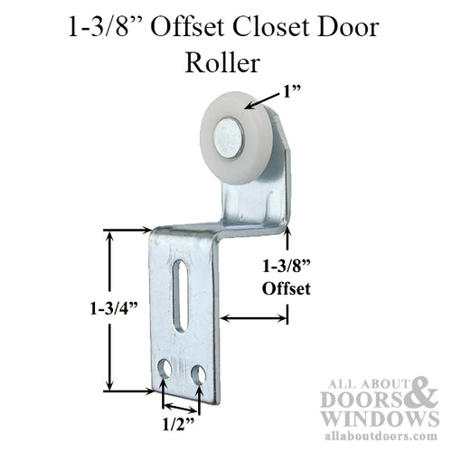 Cox Top Hung Closet Door Roller with 1 Inch Plastic Wheel and 1-3/8 Inch Offset - Cox Top Hung Closet Door Roller with 1 Inch Plastic Wheel and 1-3/8 Inch Offset