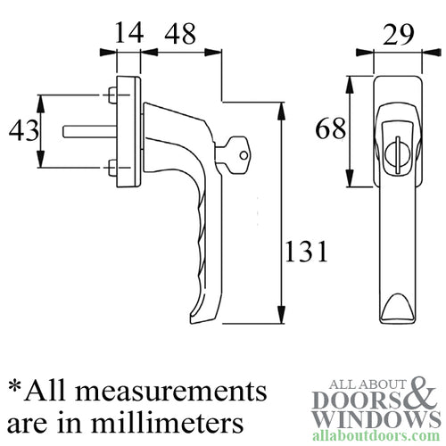 London Handle for Tilt & Turn Windows - Made of Aluminum - White - London Handle for Tilt & Turn Windows - Made of Aluminum - White