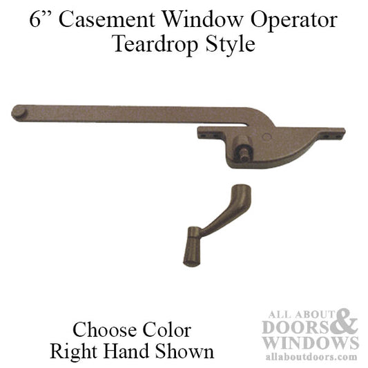 Casement Window Operator, 6 Inch Arm, Face Mounted, Right Hand shown - Choose Color