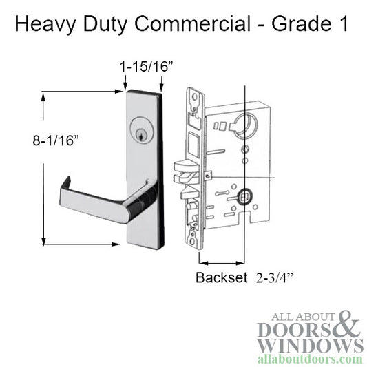 Heavy Duty Mortise lock, Escutcheon Plate, Keyed Entry