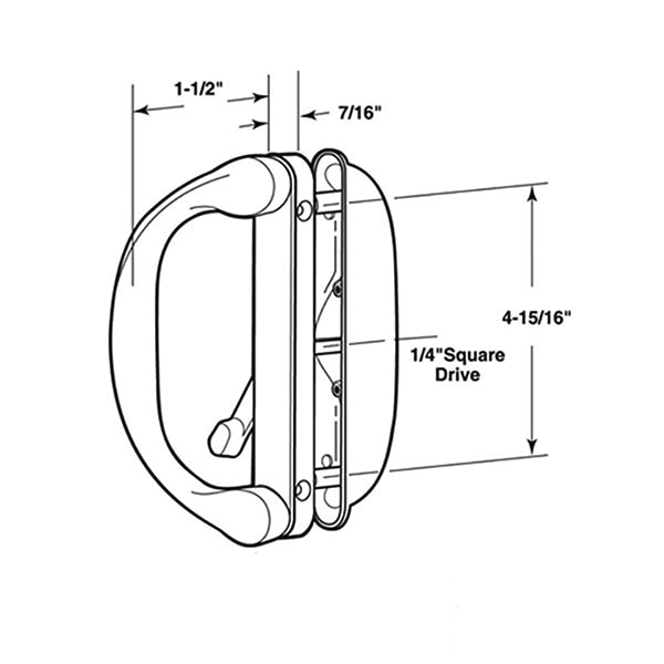 Interlock Involute Sliding Patio Door Handle Set SBML Non-Keyed - Interlock Involute Sliding Patio Door Handle Set SBML Non-Keyed