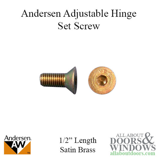 Andersen Hinge Screw, Fixing set for Adjustable Hinge - Satin Brass