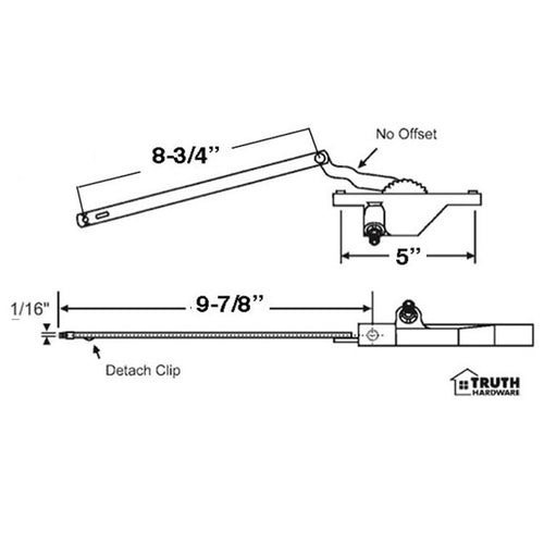 Dyad Operator, Rear Mount, 5 inch hole spacing, 9-7/8 Reach, LH - Dyad Operator, Rear Mount, 5 inch hole spacing, 9-7/8 Reach, LH