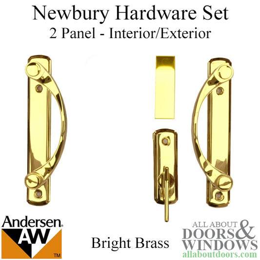 Andersen Newbury 2 Panel Gliding Door Hardware Set - Bright Brass