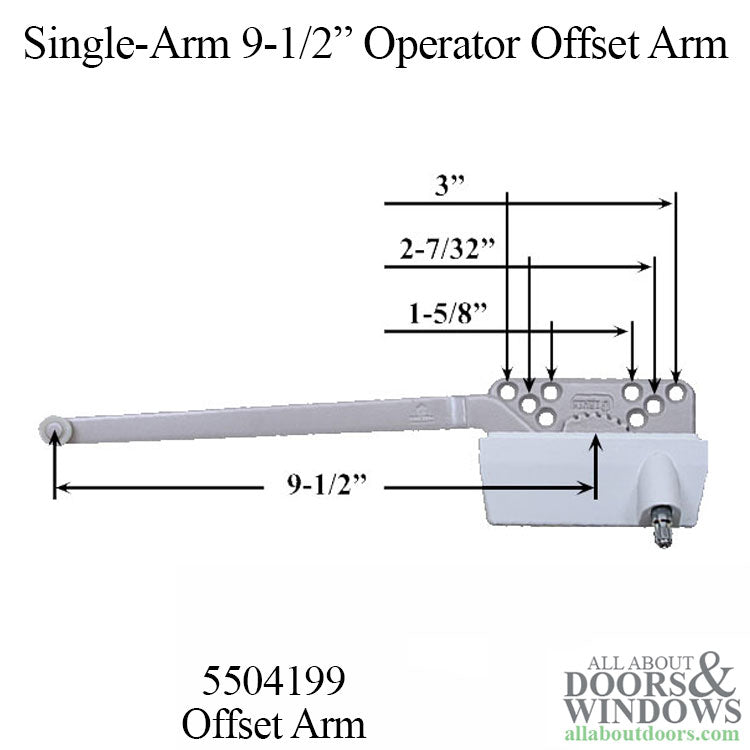 Truth 9-1/2  Single Arm Operator, Offset Arm - White, Left Hand - Truth 9-1/2  Single Arm Operator, Offset Arm - White, Left Hand