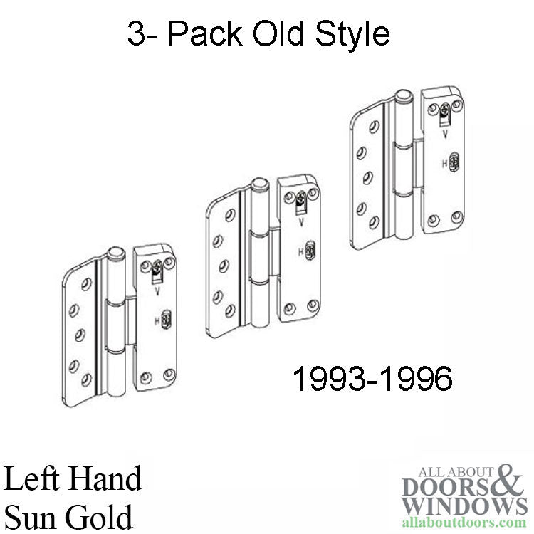 Marvin Adjustable Door Hinge 1993-1996 Left Hand Sun Gold 3 PACK - Marvin Adjustable Door Hinge 1993-1996 Left Hand Sun Gold 3 PACK