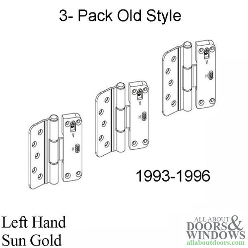 Marvin Adjustable Door Hinge 1993-1996 Left Hand Sun Gold 3 PACK - Marvin Adjustable Door Hinge 1993-1996 Left Hand Sun Gold 3 PACK