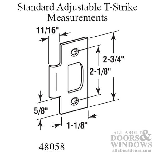 T-strike - Standard - 2-1/8 Inch HC - Solid Brass (Each) - T-strike - Standard - 2-1/8 Inch HC - Solid Brass (Each)