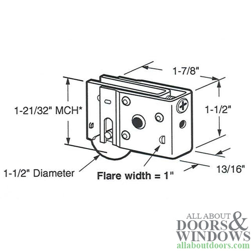 1-1/2  Steel wheel, Roller Assembly - 1-1/2  Steel wheel, Roller Assembly