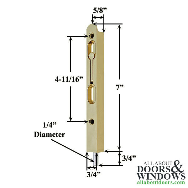 7 Inch Flip Lever Mortise Flush Bolt with Round Bolt - Choose Color - 7 Inch Flip Lever Mortise Flush Bolt with Round Bolt - Choose Color