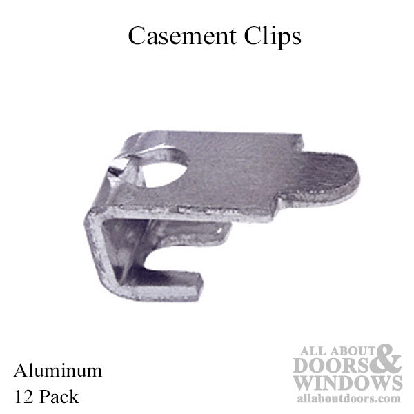 Casement Clips,  3/8 inch Aluminum - 12 pack w/screws - Casement Clips,  3/8 inch Aluminum - 12 pack w/screws