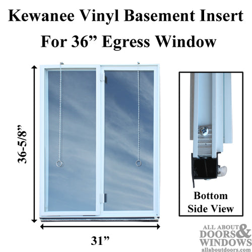 Kewanee C400K 36 inch Vinyl Basement Insert, Dual Pane Glass - Kewanee C400K 36 inch Vinyl Basement Insert, Dual Pane Glass