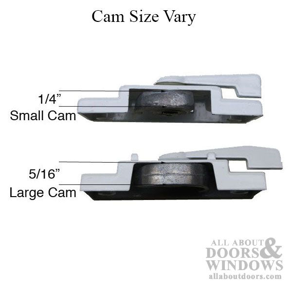 Truth Trimline Sweep Lock, 2-1/16 screw holes, 1/16 cam, 7/16 offset - White - Truth Trimline Sweep Lock, 2-1/16 screw holes, 1/16 cam, 7/16 offset - White