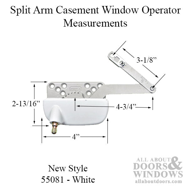 New Style Sill Mounted Straight Link 4-3/4 Inch Split Arm Casement Window Operator, Left Hand - New Style Sill Mounted Straight Link 4-3/4 Inch Split Arm Casement Window Operator, Left Hand