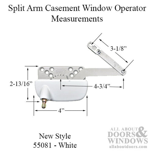 New Style Sill Mounted Straight Link 4-3/4 Inch Split Arm Casement Window Operator, Left Hand - New Style Sill Mounted Straight Link 4-3/4 Inch Split Arm Casement Window Operator, Left Hand