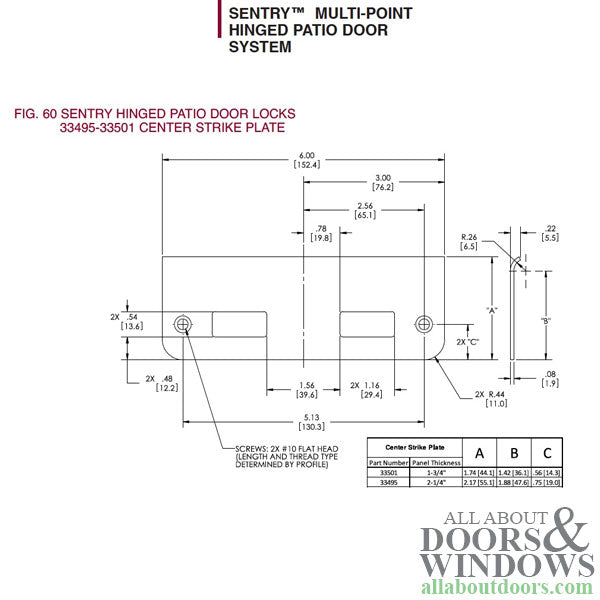 Truth Sentry Center Latch and Deadbolt Strike Plate - Truth Sentry Center Latch and Deadbolt Strike Plate