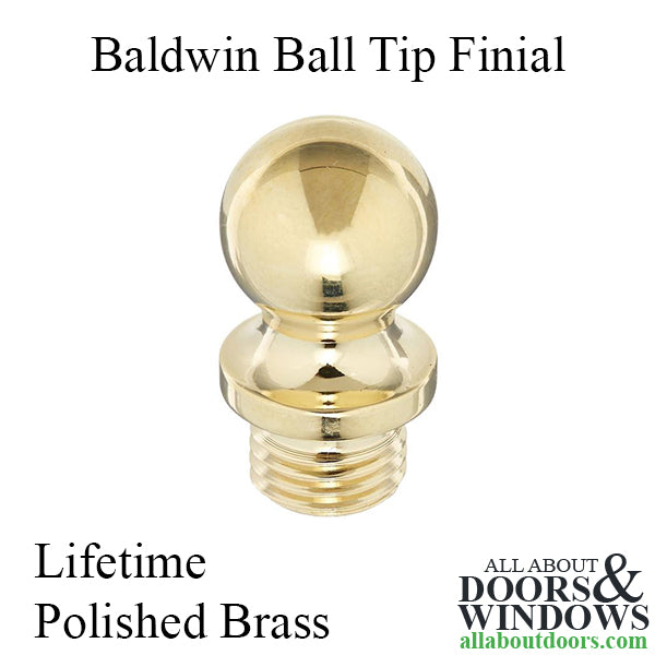 Baldwin Ball Tip Finial for Square Corner Hinge - Lifetime Polished Brass - Baldwin Ball Tip Finial for Square Corner Hinge - Lifetime Polished Brass