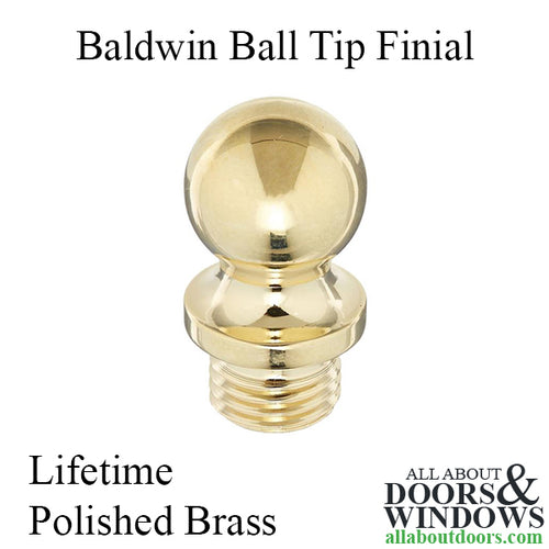 Baldwin Ball Tip Finial for Square Corner Hinge - Lifetime Polished Brass - Baldwin Ball Tip Finial for Square Corner Hinge - Lifetime Polished Brass