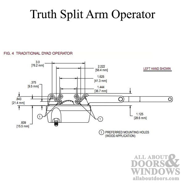 Operator, Split Arm, 4.5 Straight Link no/ Clip, Old Style Housing, Right Hand (RH) -  Choose Color - Operator, Split Arm, 4.5 Straight Link no/ Clip, Old Style Housing, Right Hand (RH) -  Choose Color