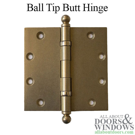 Nobilus 5" x 5" Ball Tip Butt Hinge, Ball Bearing - Light Bronze