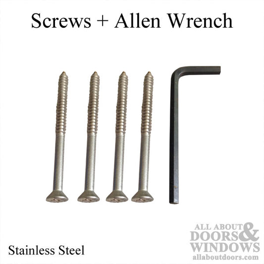 V200 Hinge Hardware Kit: #10 x 2-1/2" Stud Screws and Allen Wrench, Stainless Steel