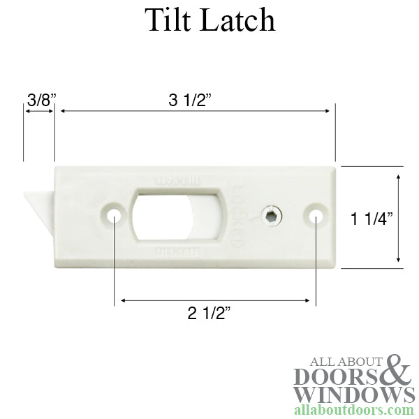 Tilt Latch, Reversible, 2-1/2 Inch Screw Hole Spacing  - White - Tilt Latch, Reversible, 2-1/2 Inch Screw Hole Spacing  - White