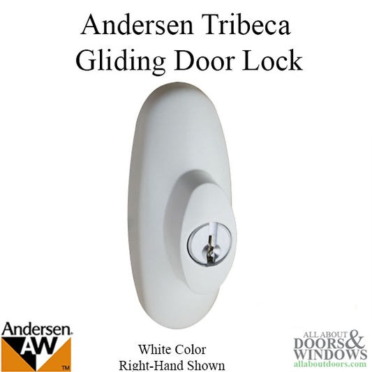 Andersen Tribeca Right Hand Exterior Lock with Keys for Frenchwood Sliding Door - White Finish