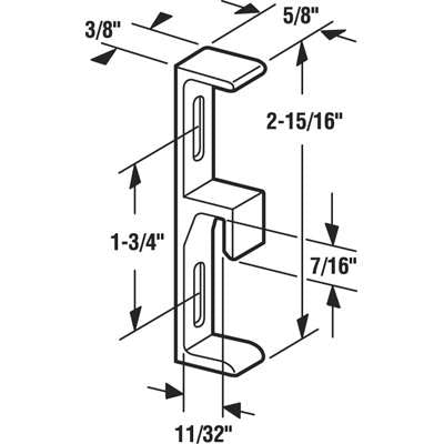 Keeper / Strike, 11/32 Wide, for Sliding Patio Door - Keeper / Strike, 11/32 Wide, for Sliding Patio Door