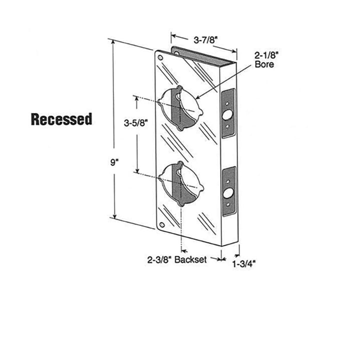 Recessed 2-3/8 x 1-3/4  2-Hole Combination Lock Reinforcer - Polished Brass - Recessed 2-3/8 x 1-3/4  2-Hole Combination Lock Reinforcer - Polished Brass