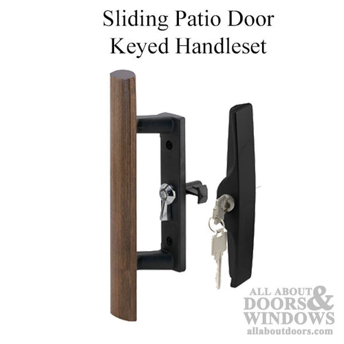 Sliding Patio Door Handle Black Metal With Wood Trim Keyed Sliding Patio Door Handle - Sliding Patio Door Handle Black Metal With Wood Trim Keyed Sliding Patio Door Handle