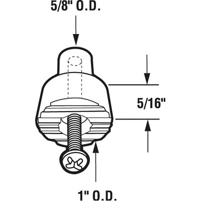 Replacement Tip, Door Holder,  11/16 Inch with Screw - Black - Replacement Tip, Door Holder,  11/16 Inch with Screw - Black