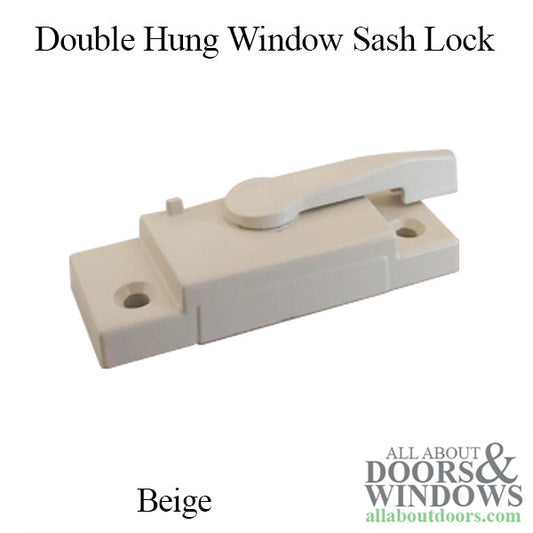 Double or Single Hung Window Sash Lock, 2-1/16" Screw Hole Spacing - Beige