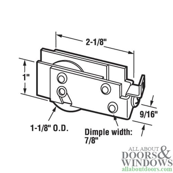 1-1/8 inch  Steel  wheel, Roller Assembly, Mirror Doors - 1-1/8 inch  Steel  wheel, Roller Assembly, Mirror Doors