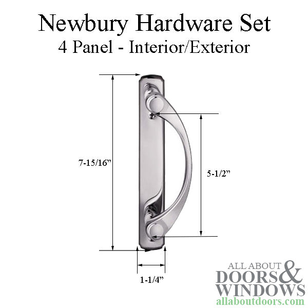 Andersen Newbury 4 Panel Gliding Door Hardware Set Polished Chrome - Andersen Newbury 4 Panel Gliding Door Hardware Set Polished Chrome