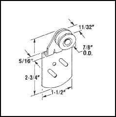 Kenna Frame Grooved Front Roller 0.875 Inch Wheel Diameter with Offset and Adjustable Bracket