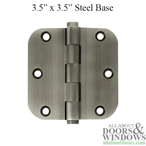 Residential Antique Nickel Door Hinge 3.5 x 3.5 x 5/8 Radius Corner - Blemished - Residential Antique Nickel Door Hinge 3.5 x 3.5 x 5/8 Radius Corner - Blemished