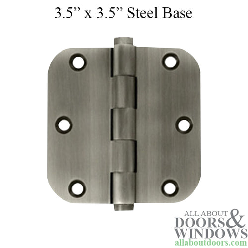 Residential Antique Nickel Door Hinge 3.5 x 3.5 x 5/8 Radius Corner - Blemished - Residential Antique Nickel Door Hinge 3.5 x 3.5 x 5/8 Radius Corner - Blemished