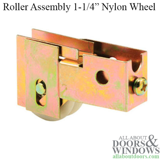 Sliding Patio Door Roller Assembly with Adjustable Steel U Tab Housing 1.25 Inch Nylon Wheel Diameter