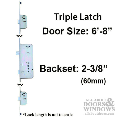 MP Lock, Sentry XL Triple Latch 6-8 Door 5-1/2 PZ x 2-3/8