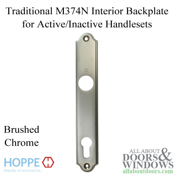 HOPPE Traditional Interior Backplate M374N for Active/Inactive Handlesets - Brushed Chrome - HOPPE Traditional Interior Backplate M374N for Active/Inactive Handlesets - Brushed Chrome