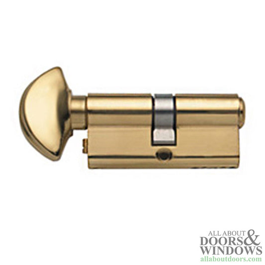 Keyed Euro Profile Cylinder Solid Brass 90° Polished Brass