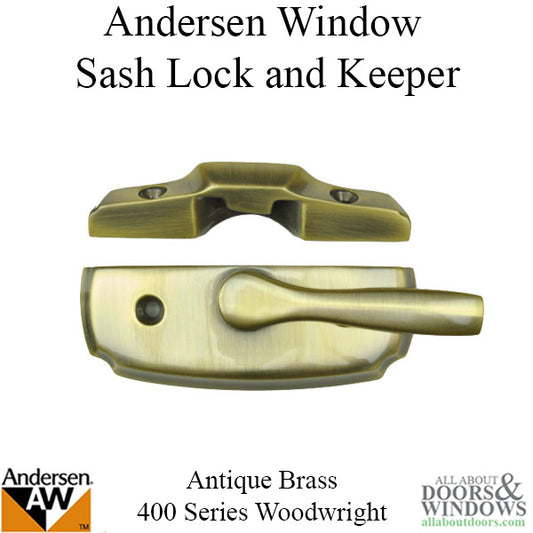 Andersen Woodwright Double Hung Windows Sash Lock & Keeper Set - Antique Brass