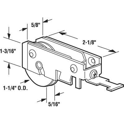 Sliding Door Roller For Sliding Patio Door With Adjustable Steel K Tab Housing  With 1.25 Inch Steel Wheel - Sliding Door Roller For Sliding Patio Door With Adjustable Steel K Tab Housing  With 1.25 Inch Steel Wheel