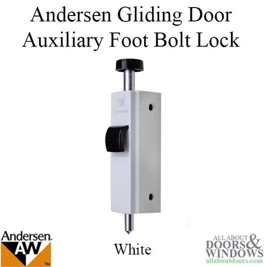 Andersen Foot Bolt Lock For Sliding Doors Auxiliary Door Lock for Frenchwood Gliding Door - White