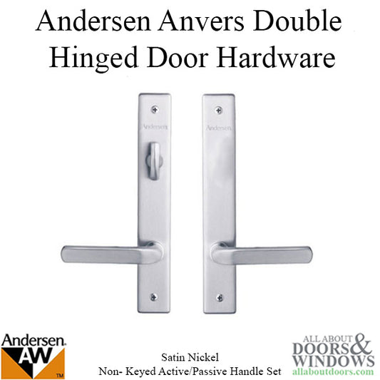 Hardware Kit, Double Door, Anvers, Active / Passive - Satin Nickel